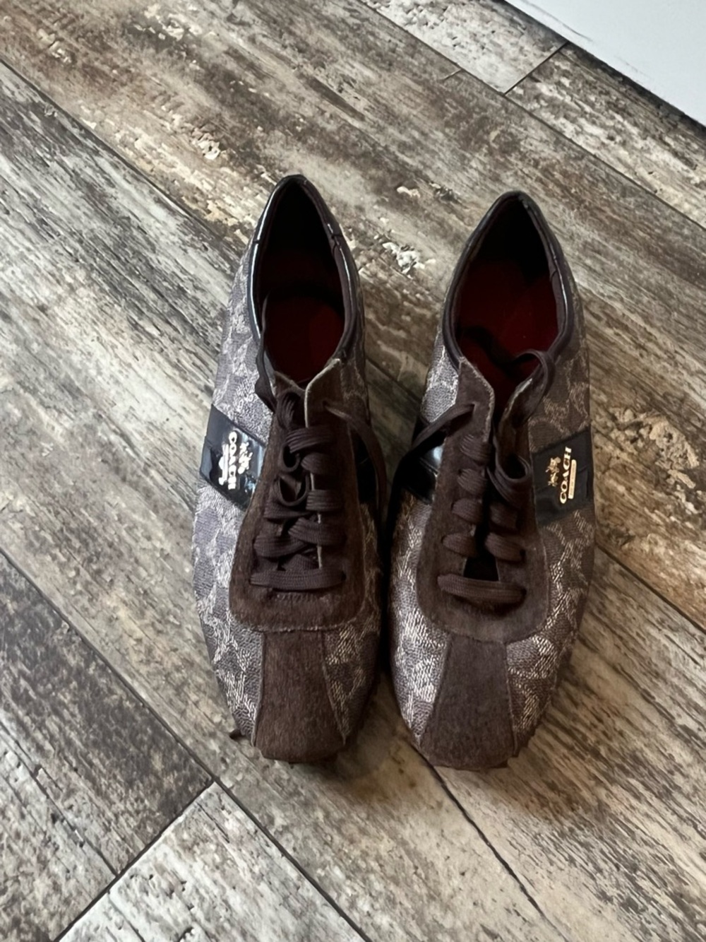 Coach Women’s Brown Logo Patchwork Sneakers